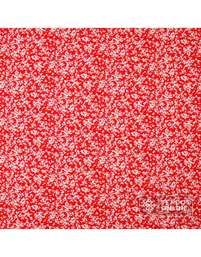 Viscosa Roja Flor Liberty - Tejidos de Moda - Telas de Vestir