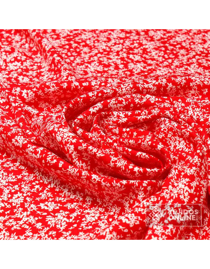 Viscosa Roja Flor Liberty - Tejidos de Moda - Telas de Vestir