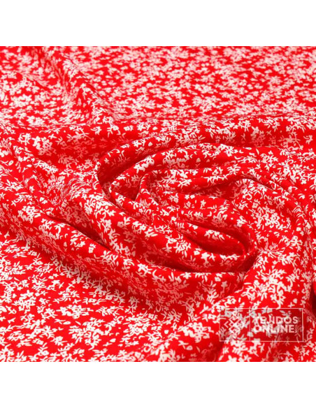 Viscosa Roja Flor Liberty - Tejidos de Moda - Telas de Vestir Viscosa Roja Flor Liberty - Tejidos de Moda - Telas de Vestir