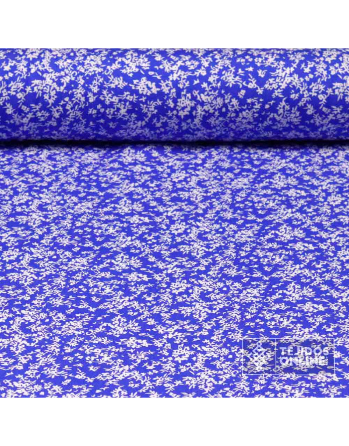 Viscosa Azul Flor Liberty- Tejidos de Moda - Telas de Vestir - Imagen 1