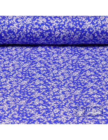 Viscosa Azul Flor Liberty- Tejidos de Moda - Telas de Vestir - Imagen 1
