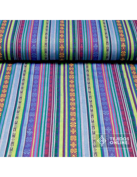 Alpujarreña Azul Royal Verde Lima | Telas para Riñoneras