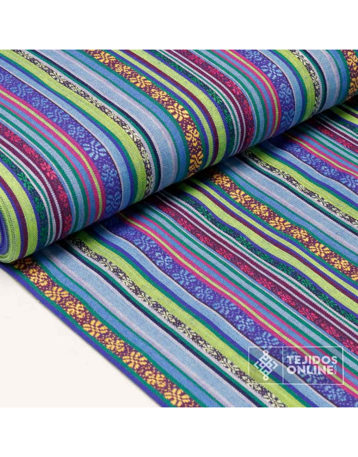 Alpujarreña Azul Royal Verde Lima | Telas para Riñoneras