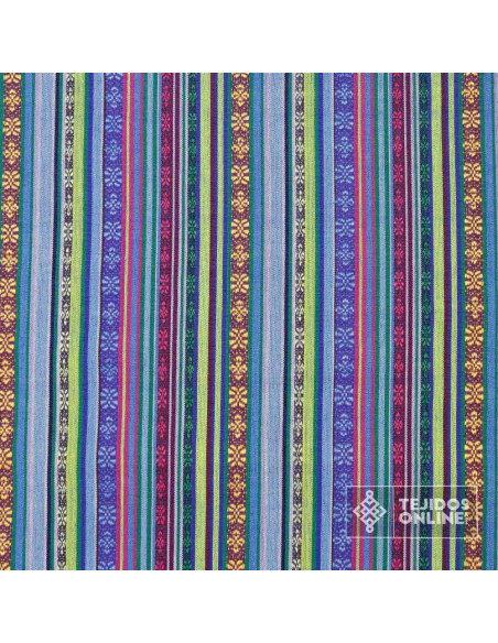 Alpujarreña Azul Royal Verde Lima | Telas para Riñoneras