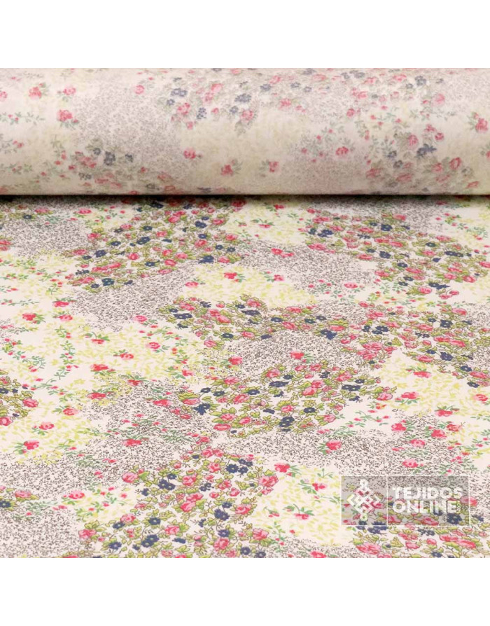 Popelín de Lycra Flor Rosa  - Telas Estampadas con Lycra - Imagen 1