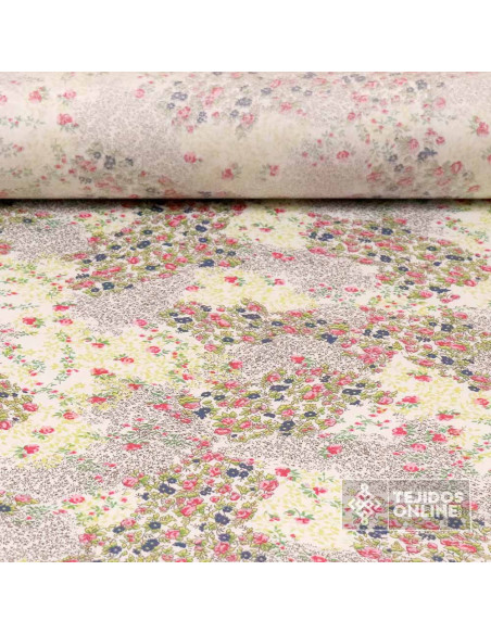 Popelín de Lycra Flor Rosa  - Telas Estampadas con Lycra - Imagen 1