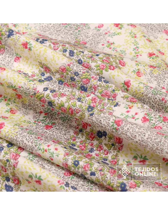 Popelín de Lycra Flor Rosa  - Telas Estampadas con Lycra - Imagen 2
