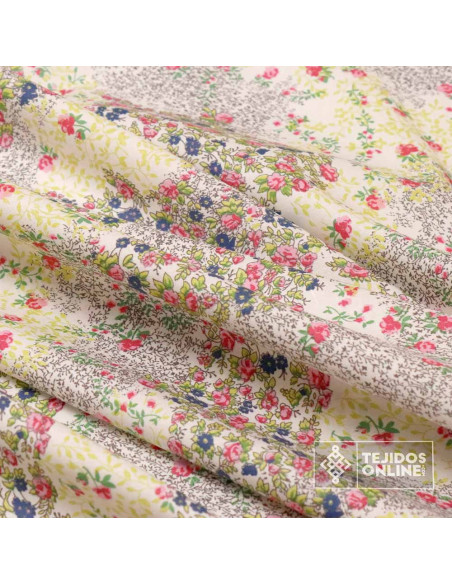 Popelín de Lycra Flor Rosa  - Telas Estampadas con Lycra - Imagen 2