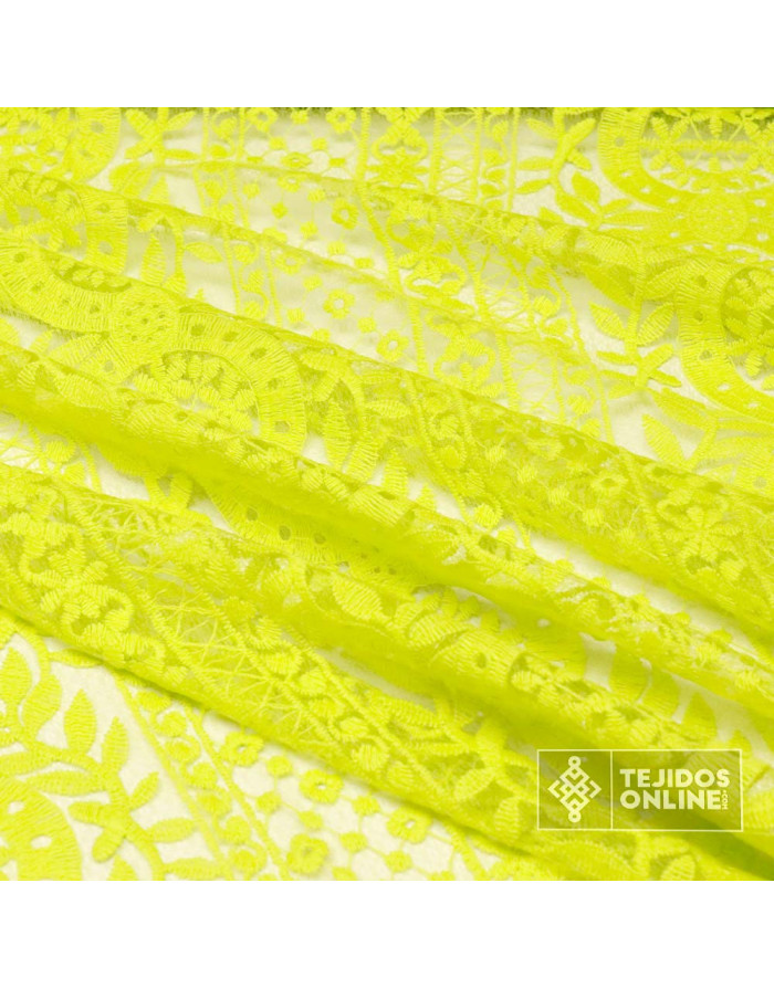 Guipur Verde Lima Étnico - Telas de Guipur - Tienda de Telas - Imagen 4