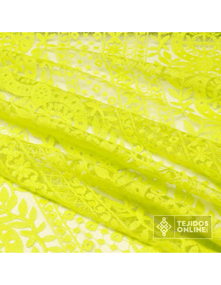 Guipur Verde Lima Étnico - Telas de Guipur - Tienda de Telas - Imagen 4
