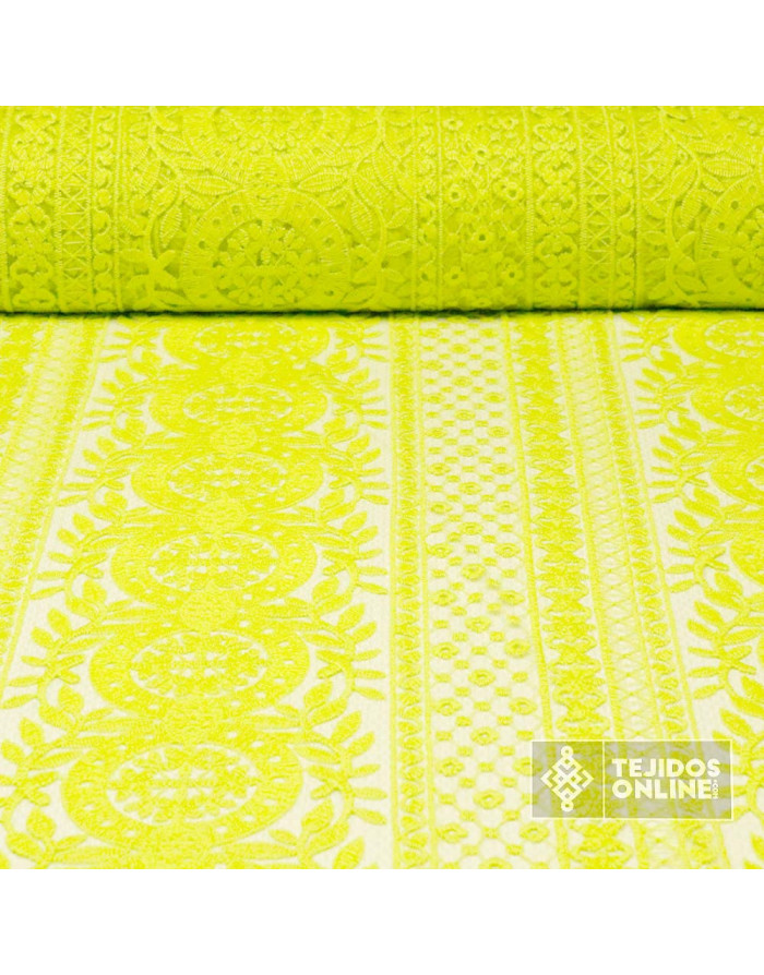 Guipur Verde Lima Étnico - Telas de Guipur - Tienda de Telas - Imagen 1