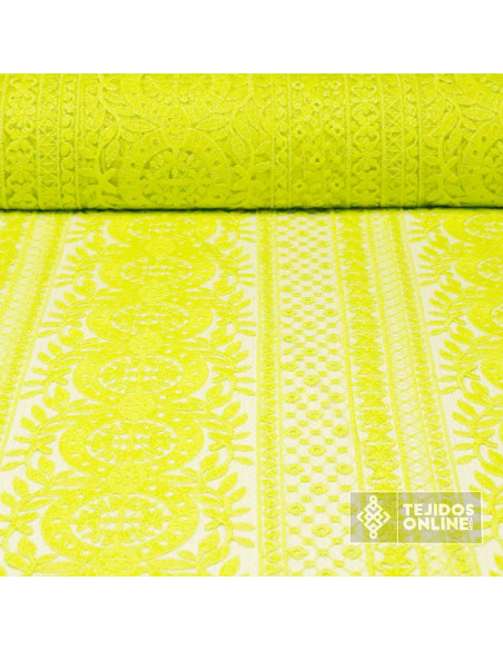 Guipur Verde Lima Étnico - Telas de Guipur - Tienda de Telas - Imagen 1