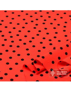 Tela Crespón Coral Lunar Negro Lenteja - Telas para Bailes 2