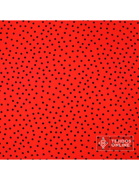 Tela Crespón Coral Lunar Negro Lenteja - Telas para Bailes - Imagen 4