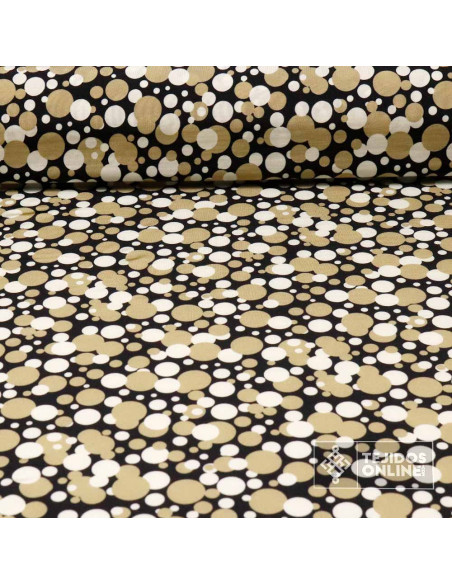 Punto Lycra Lunares Blanco y Camel | Telas de Punto en Ofertas - Imagen 1