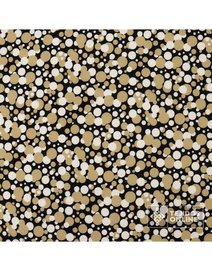 Punto Lycra Lunares Blanco y Camel | Telas de Punto en Ofertas - Imagen 3