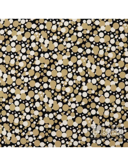 Punto Lycra Lunares Blanco y Camel | Telas de Punto en Ofertas - Imagen 3