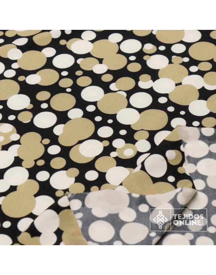 Punto Lycra Lunares Blanco y Camel | Telas de Punto en Ofertas - Imagen 4