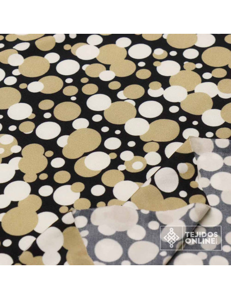 Punto Lycra Lunares Blanco y Camel | Telas de Punto en Ofertas - Imagen 4