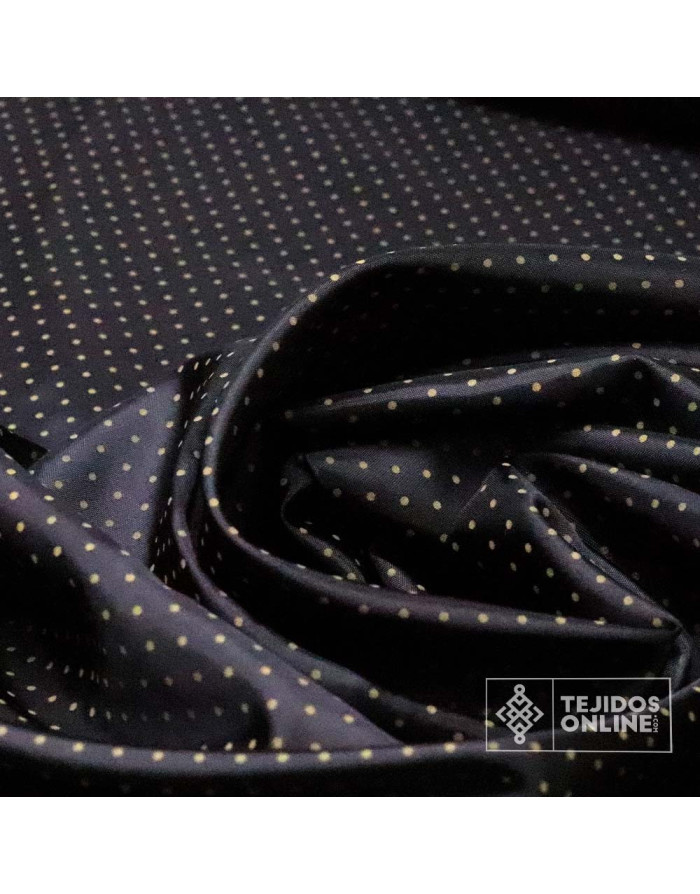 Tela Forro Negro Lunar Caqui - Forro Negro para Vestido