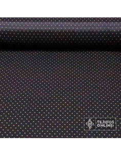 Tela Forro Negro Lunar Caqui - Forro Negro para Vestido