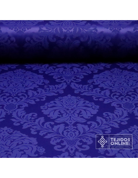 Damasco Azul Noche Medallón - Telas para Semana Santa Damasco Azul Noche Medallón - Telas para Semana Santa