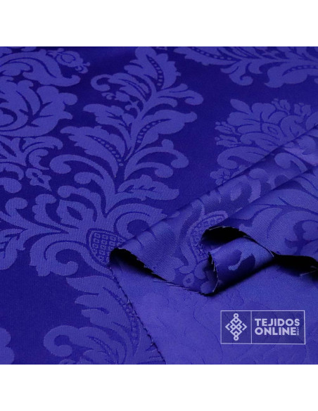 Damasco Azul Noche Medallón - Telas para Semana Santa Damasco Azul Noche Medallón - Telas para Semana Santa
