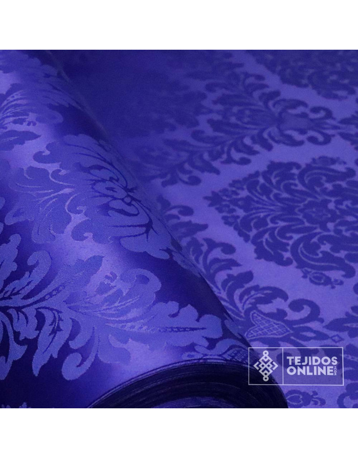 Damasco Azul Noche Medallón - Telas para Semana Santa