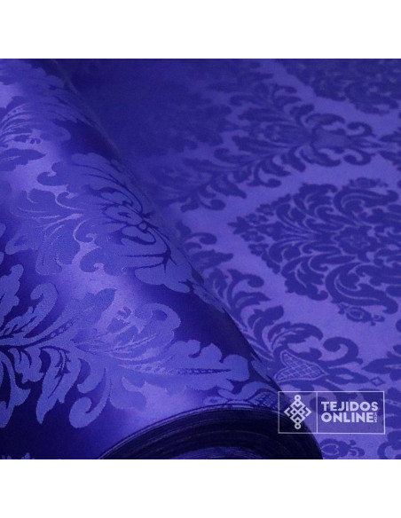 Damasco Azul Noche Medallón - Telas para Semana Santa Damasco Azul Noche Medallón - Telas para Semana Santa