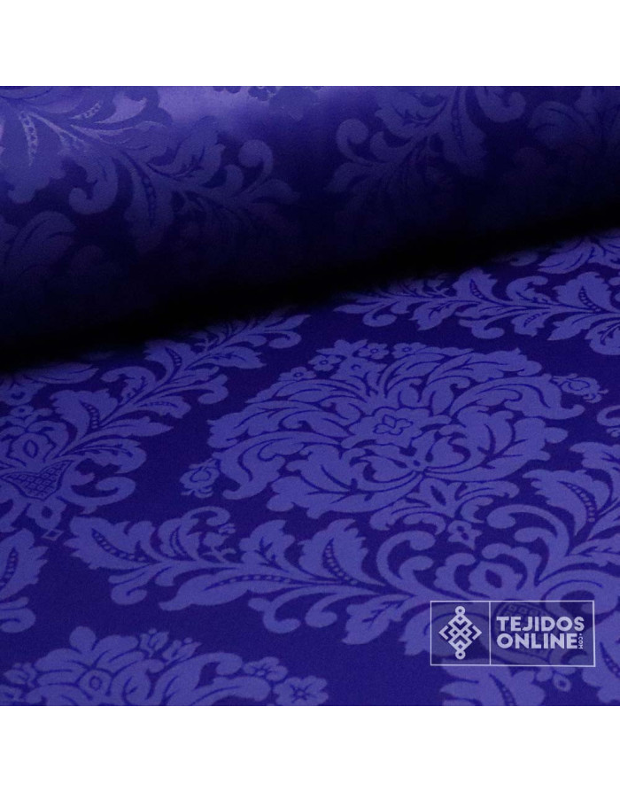 Damasco Azul Noche Medallón - Telas para Semana Santa