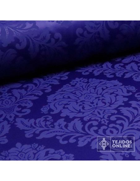 Damasco Azul Noche Medallón - Telas para Semana Santa Damasco Azul Noche Medallón - Telas para Semana Santa
