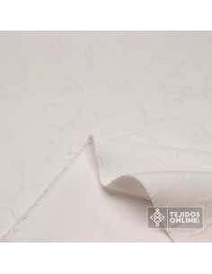 Tela de Piqué Brocado Blanco Forjas | Tienda de Telas Online 2