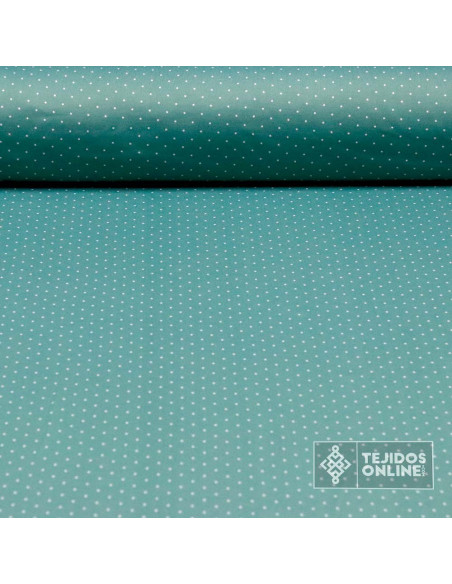 Tela Lycra De Baño Verde Agua Lunar Blanco | Lycras de Baño