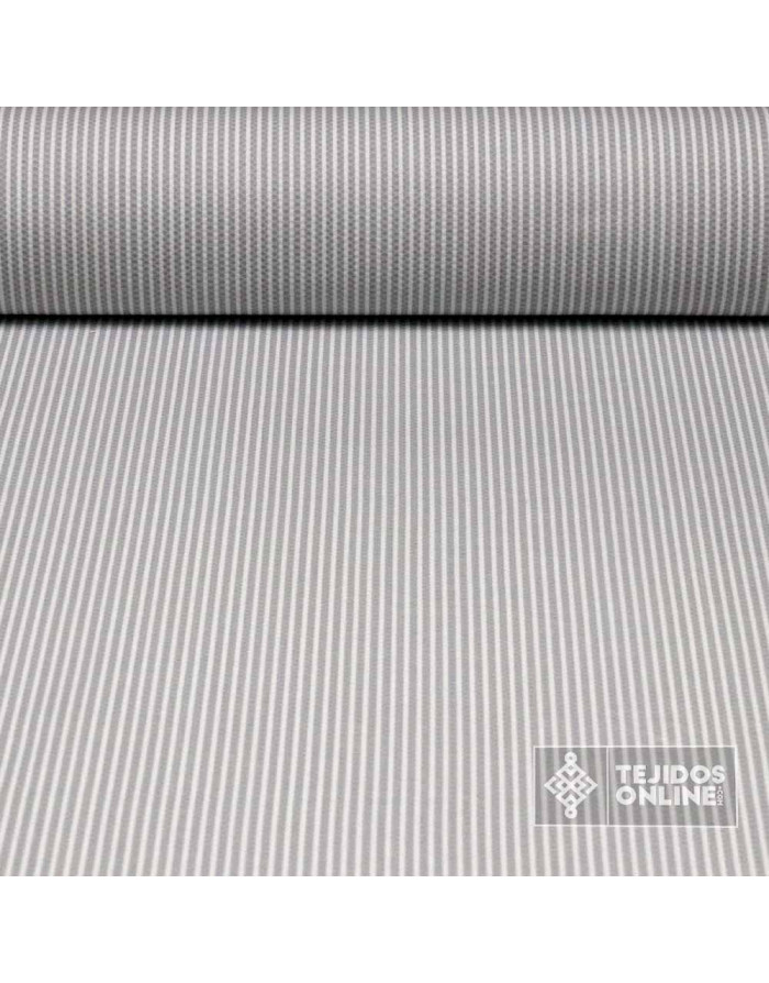 Tela Piqué Rayas Gris Ojo de Perdíz - Perfecta para Moda Infantil - Imagen 1