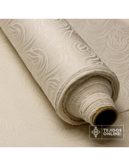 Jacquard Brocado Beige Estella - Tela Brocada - Tienda de Telas - Imagen 4