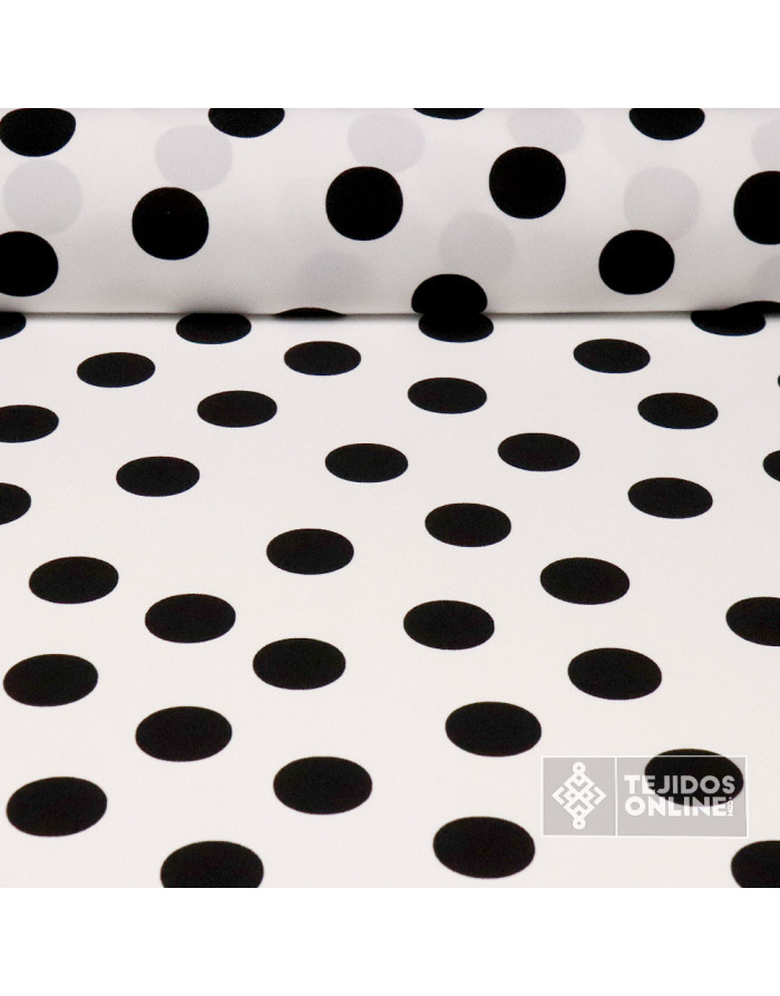 Tela Crespón Blanca con Lunares Negros - Moda Flamenca - Imagen 1