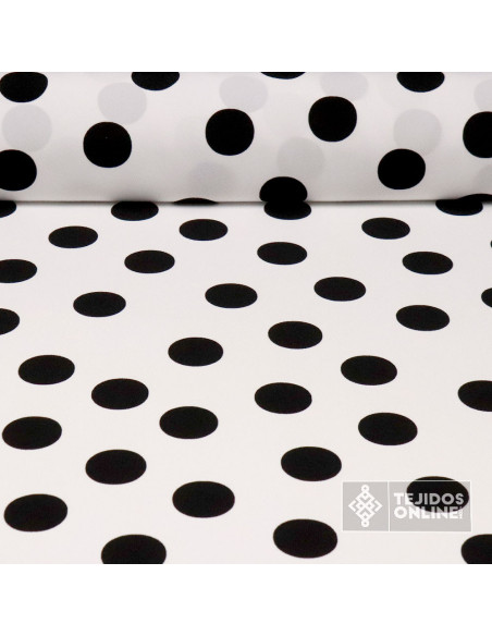 Tela Crespón Blanca con Lunares Negros - Moda Flamenca - Imagen 1