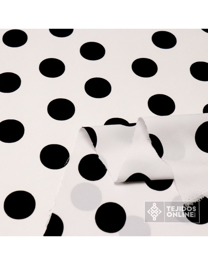 Tela Crespón Blanca con Lunares Negros - Moda Flamenca - Imagen 2