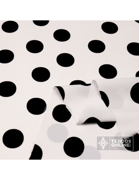Tela Crespón Blanca con Lunares Negros - Moda Flamenca - Imagen 2