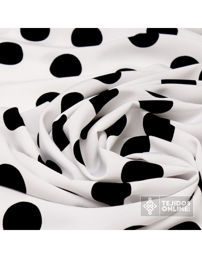 Tela Crespón Blanca con Lunares Negros - Moda Flamenca - Imagen 4