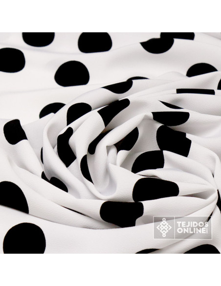 Tela Crespón Blanca con Lunares Negros - Moda Flamenca - Imagen 4