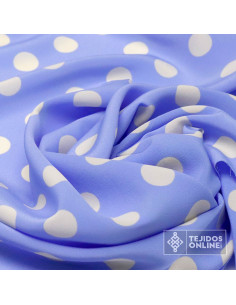 Tela Crespón Celeste Lunares Beige - Moda y Baile 2