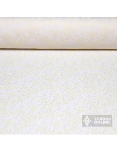 Brocado Beige Flor Margarita - Telas Brocadas - Venta de Telas