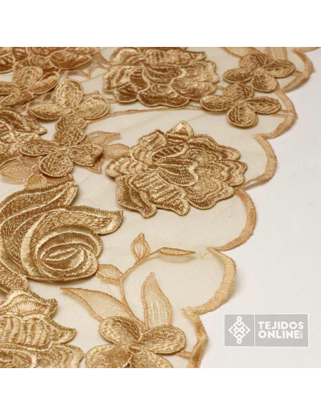 Comprar Tela de Tul Bordado Camel - Ideal para Vestidos