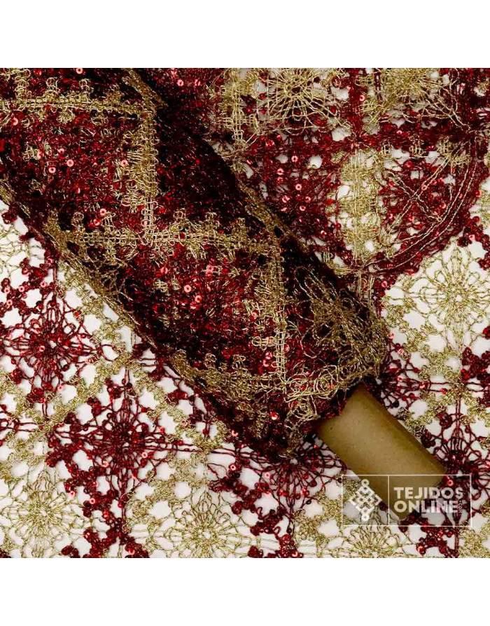 Red Guipur Fantasía Hilo Dorado - Tela de Fantasía - Imagen 2