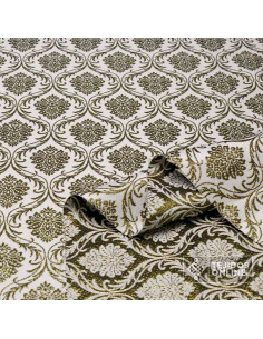 Tela Brocada Blanco Lis Dorado - Brocado Blanco y Dorado 2