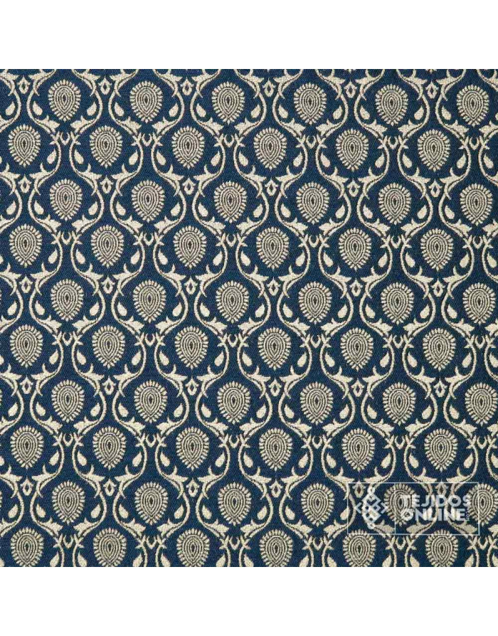 Tela Brocada Azul Cobalto Andalusí - Telas Brocadas - Imagen 3