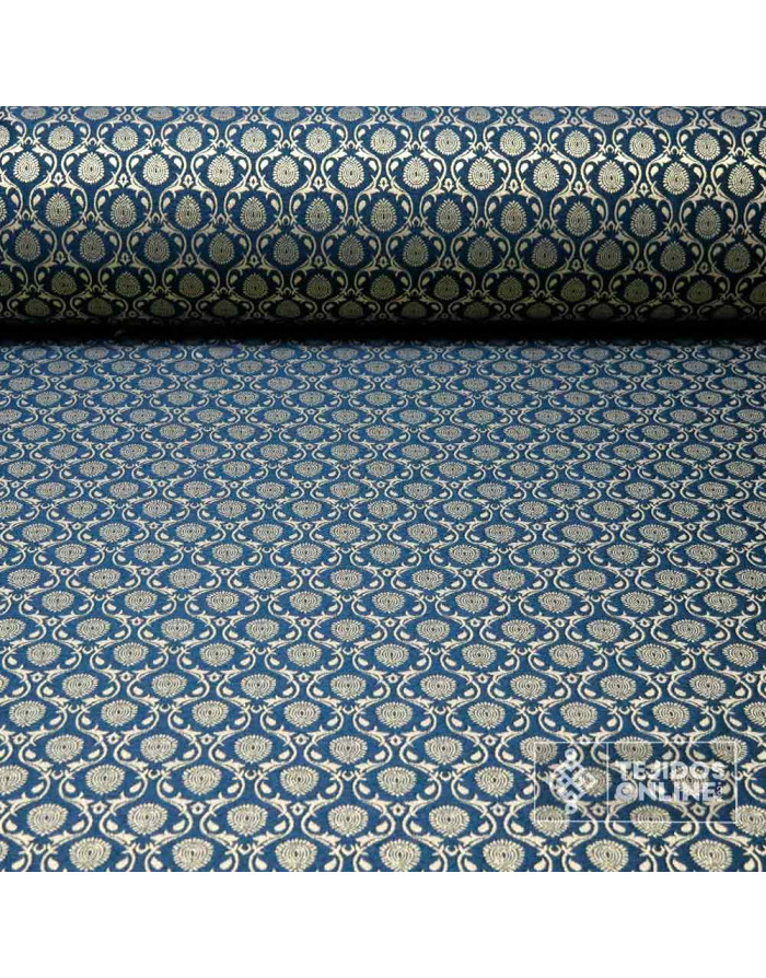 Tela Brocada Azul Cobalto Andalusí - Telas Brocadas - Imagen 1