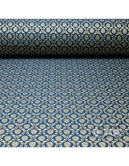 Tela Brocada Azul Cobalto Andalusí - Telas Brocadas - Imagen 1