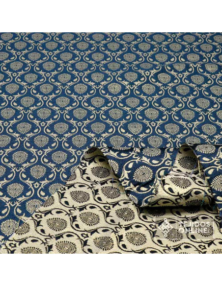 Tela Brocada Azul Cobalto Andalusí - Telas Brocadas - Imagen 2